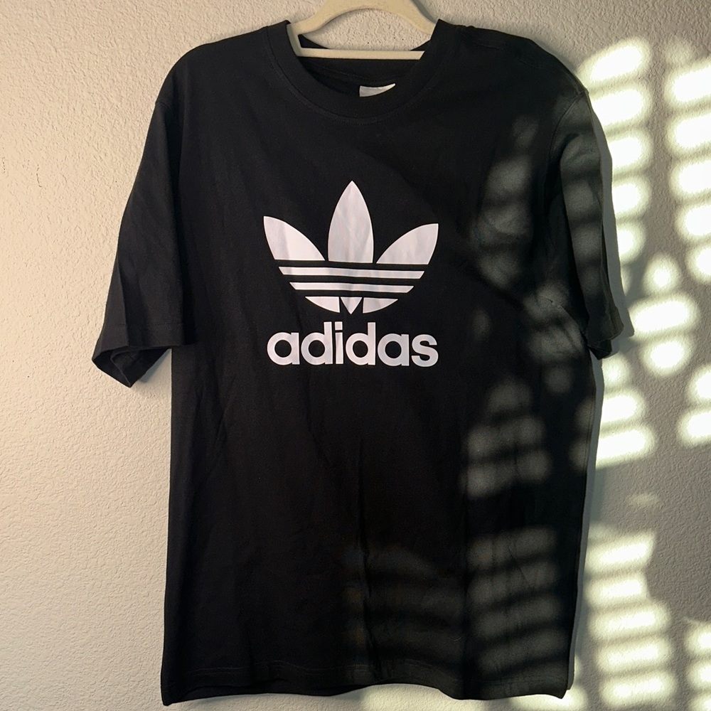 Bundle- Adidas Black Tees with Trefoil Logo. Blk‎ and white & Tan and Black.